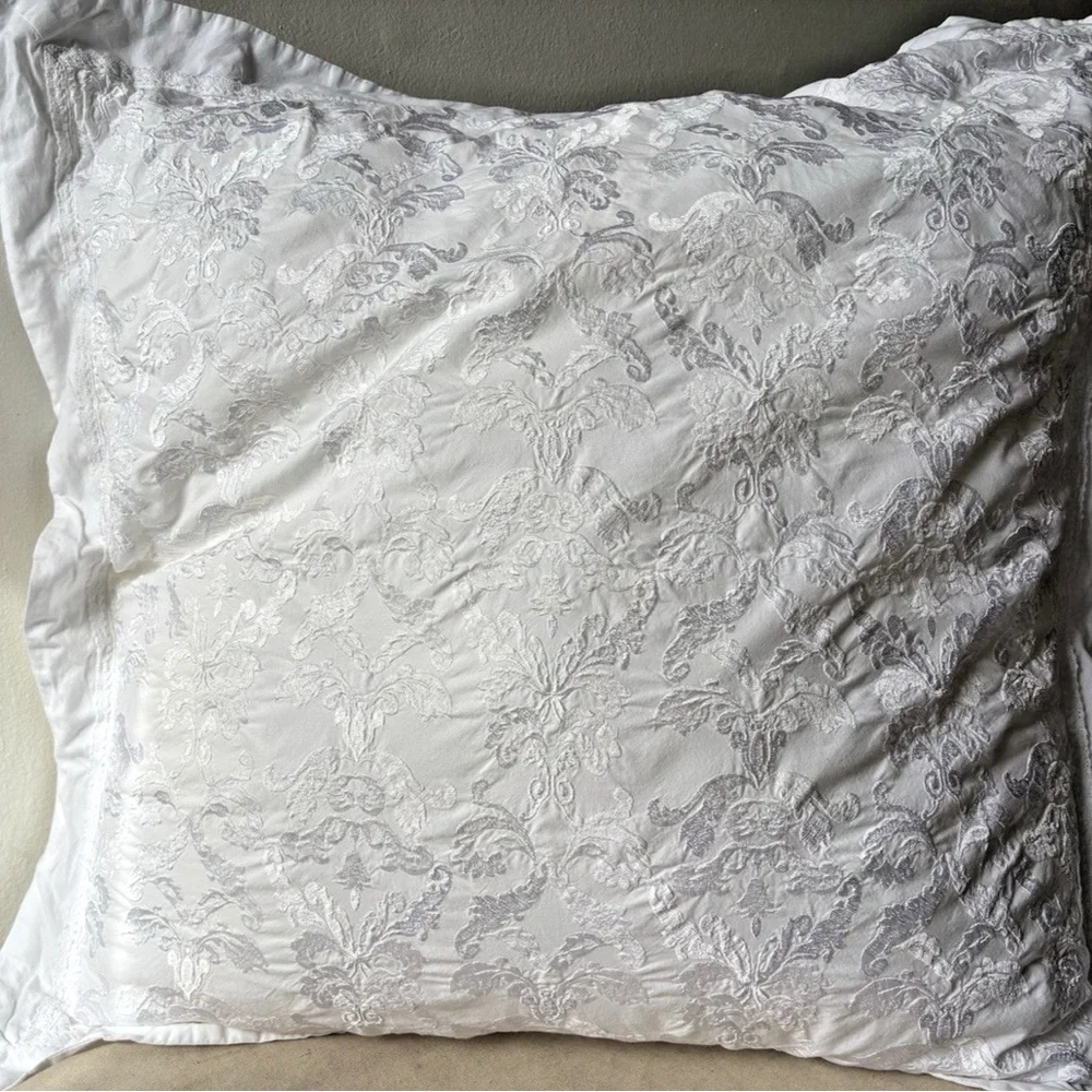 Simply Shabby Chic  | Euro Pillow  Cover | Pink Cotton Embroidered